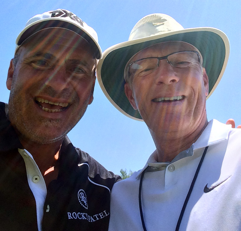 Jeff and Rocco Mediate clowning on the driving range. "Rocco is a super guy, always cutting up! He loves rock and roll music!"